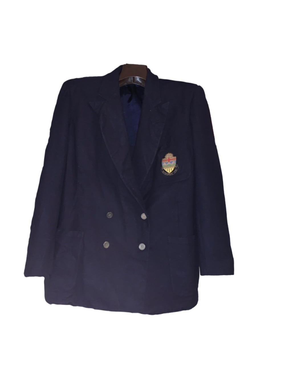 Navy Wool Blazer with Crest Detail